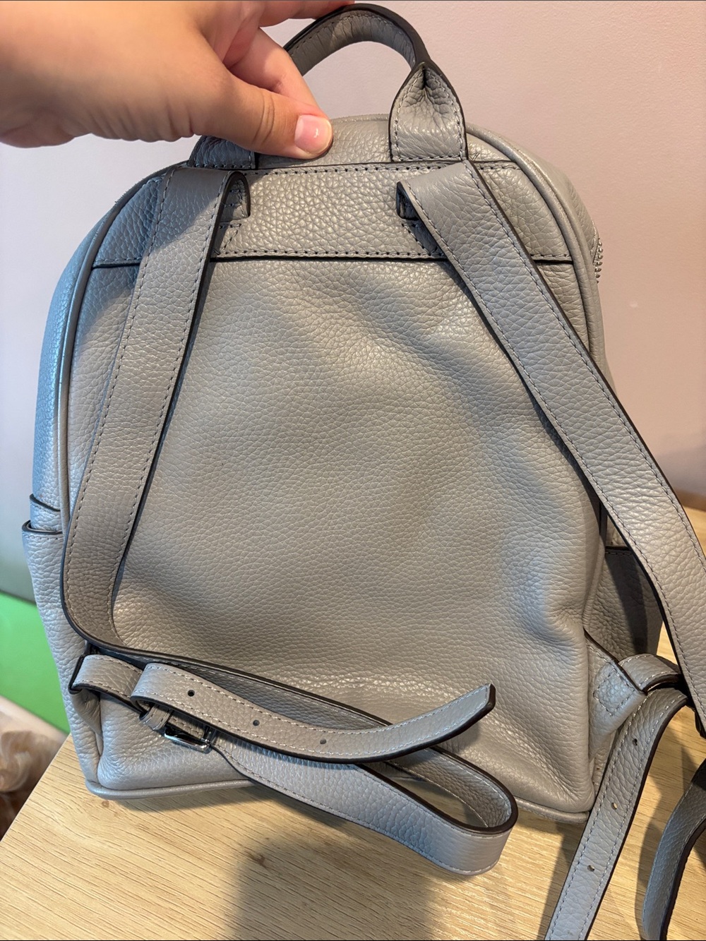Michael Kors Pebbled grey Leather Studded Backpack - Picture 3 of 4